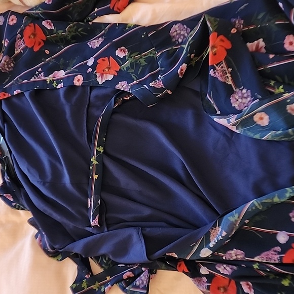 Ted Baker London Women's Blue Hedgerow Floral Stripe Wrap Dress Size 1 - Picture 4 of 6